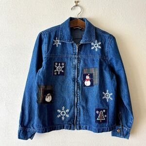 Vintage 90s NorthCrest embroidered patchwork denim jacket Women's M‎